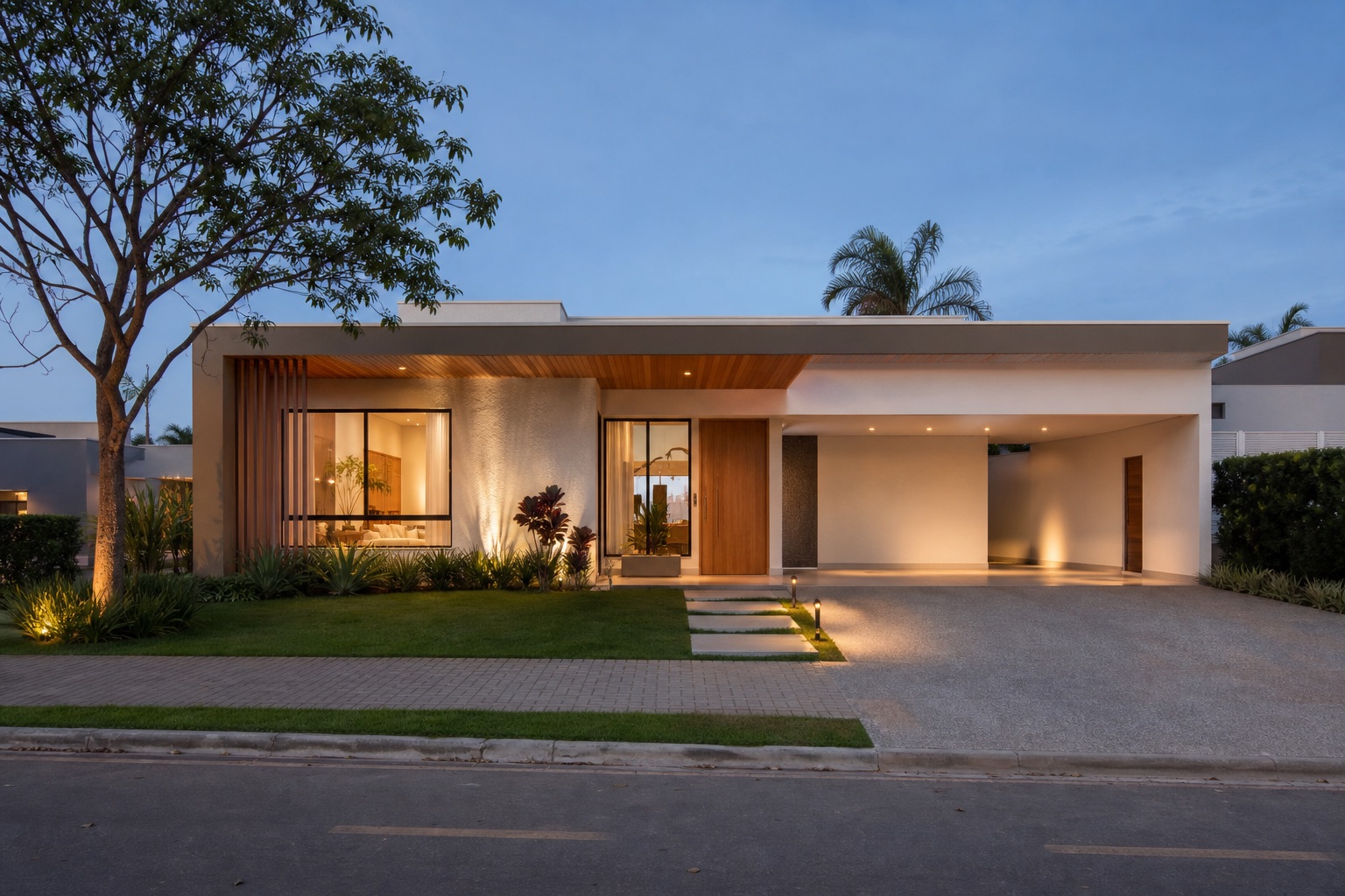 Casa térrea contemporânea concluída